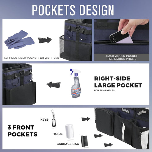 4 SCAVATA Wearable Cleaning Caddy Bag, Cleaning Caddy Supplies Organizer with Handle & Shoulder Straps