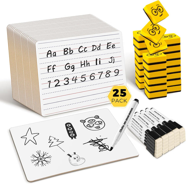 Double Sided Dry Erase Boards - Ohuhu 25-Pack 9 x 12 Inch Whiteboards Set for Classroom
