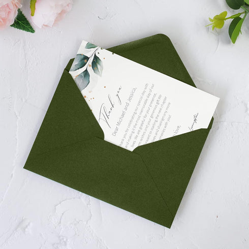 PONATIA 50 Pack A4 Olive Green Envelopes, 4 1/4 x 6 1/8, Perfect for Gift Cards & Wedding Details