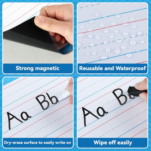 Jumbo Magnetic Draw & Write Paper, Dry Erase Handwriting Lined Paper for Classroom Whiteboard Teaching Supplies