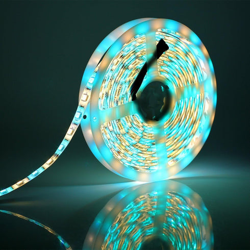 IP65 3500K 16.4ft 300leds 5050 SUPERNIGHT RGBWW LED Strip Light Waterproof RGB Color Changing Rope Lighting with Warm