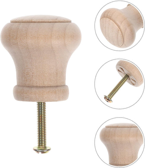 10pcs Homoyoyo Natural Round Wood Drawer Knobs Unfinished Wooden Cabinet Handles for Furniture Dresser Pulls