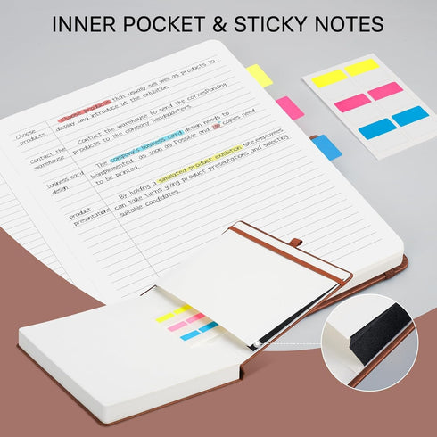 EMSHOI Meeting Notebook - A4 Large Project Planner, 240 Pages, PU Leather Hardcover, 8.5" x 11", Coffee for Work
