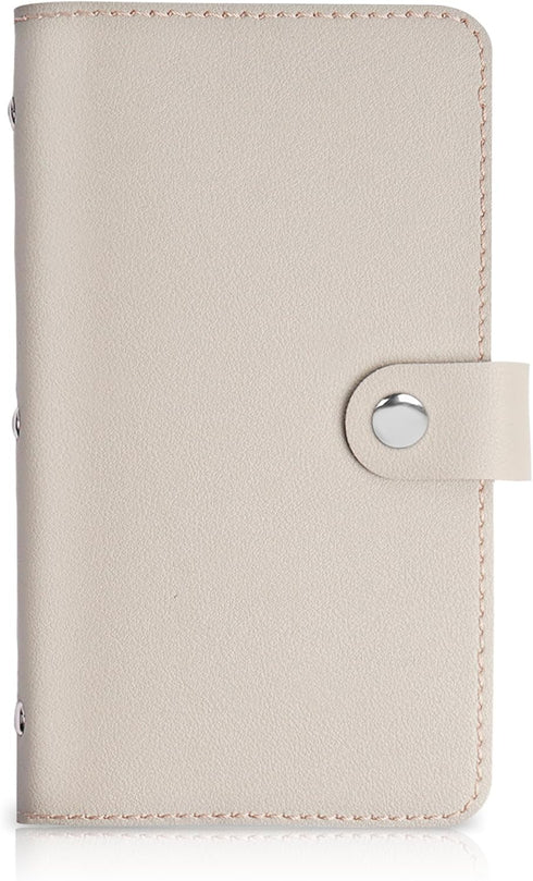 lizimandu Business Card Holder Book - PU Leather Organization Binder for Men & Women, Holds Up to 96 Cards (1-Beige)