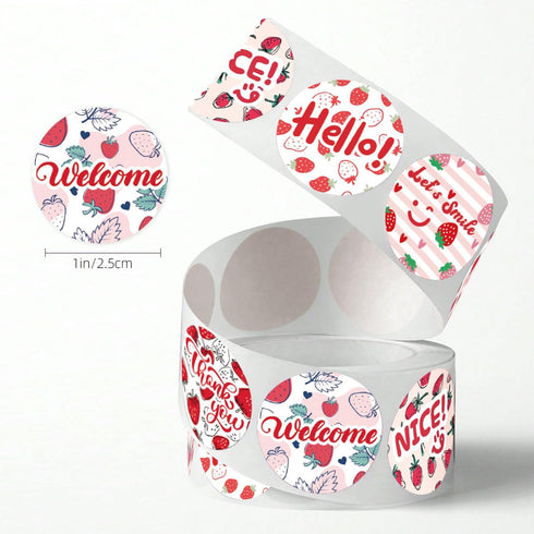 Mysuevin 500pcs 6 1 inch Packing Strawberry Thank You Labels Designs Sweet Envelope Seals for Party Dessert Prescent