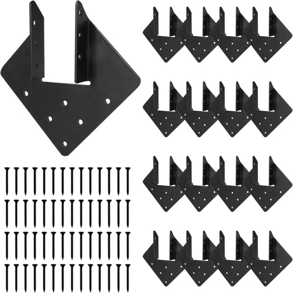 16 Pcs Hurricane Tie, 12-Gauge Heavy Duty Joist Hangers for Roofing Trusses, Black with Screws