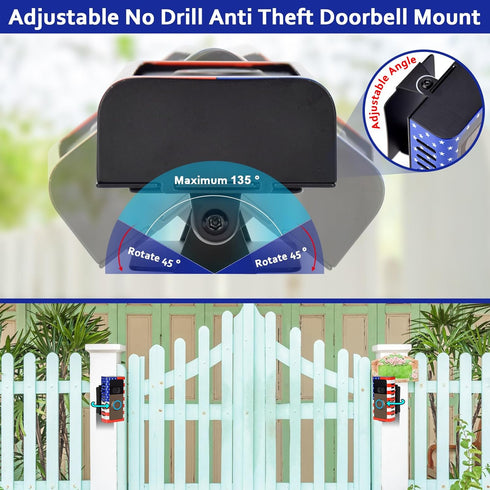 Anti-Theft Doorbell Mount - No-Drill Adjustable Angle Bracket for Video Doorbell Cover Holder