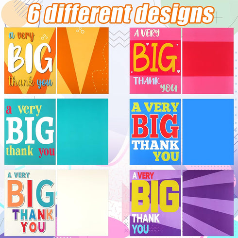 6 Pack Teling Very Big Thank You Cards with Envelope Jumbo Appreciation Greeting Cards Oversized Funny Thank You