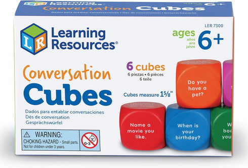 6+, 6 Learning Resources Conversation Cubes -Ages Foam Cubes for Social Emotional Learning, School Counselor Supplies