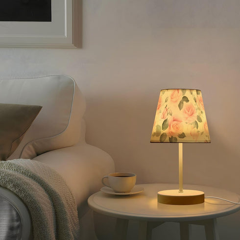 3 ALAZA Bedside Lamp Pink Rose Floral Roses Table Lamp for Bedroom Desk Lamp with USB Port LED Nightstand Color