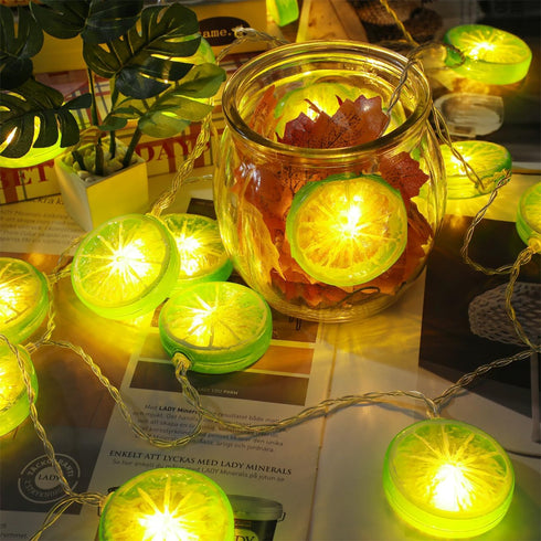 Vibrant Lime Slice LED String Lights for Outdoor Decor