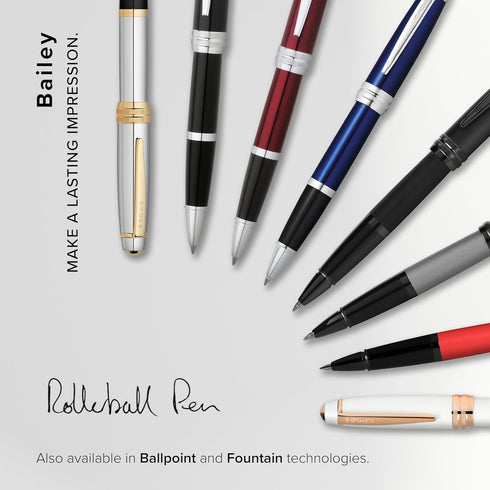 Cross Bailey Medium Point Refillable Rollerball Pen, Black Ink, Premium Gift Box