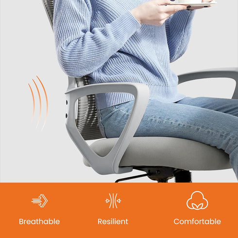 Sweetcrispy Home Office Managerial Executive Chair, Ergonomic Mesh Adjustable Swivel Mid-Back Chair with Comfortable
