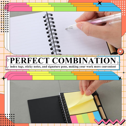 Qilery 30 Pack Lined Spiral Notebook Small Notebook and Pen Set Steno Pads Lined Notebook Black Notebook Small Pocket