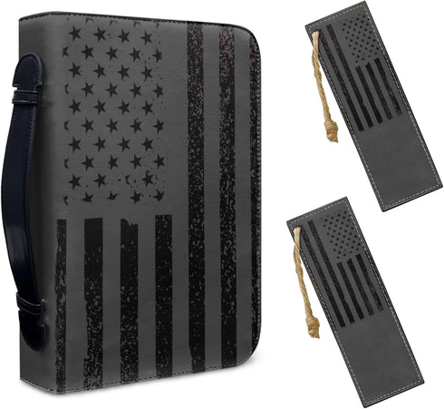 Bible Cover Case with Bookmarks, American Flag Leather Bible Cover for Women and Men, Waterproof Carrying Case with