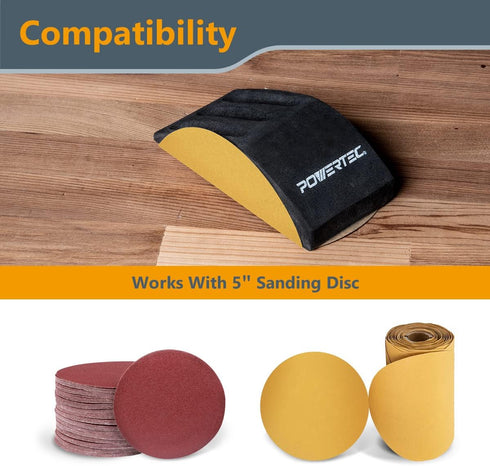 POWERTEC 71724 5 inch Sanding Block Hand Sander for Woodworking, Furniture Restoration, Sanders and Polishing