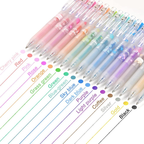 EooUooIP 16 Pieces Glitter Gel Pens, Fine Point 0.5 MM Quick-Drying Ink for Coloring and Doodling