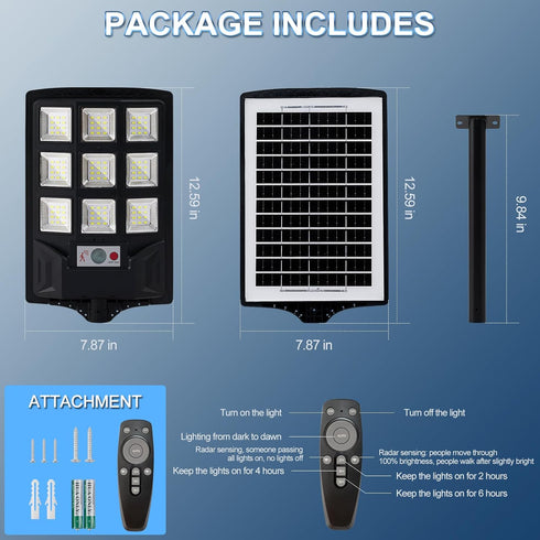 Outdoor,IP66 Remote,6500K FEIERYA Solar Lights Waterproof Solar Street Lights with Motion Sensor & Dusk to Dawn