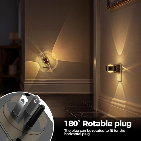 180 0-150LM Dimmable, 2 Pack Briignite Night Light Projector, LED Night Lights Plug into Wall, Rotating Night Light