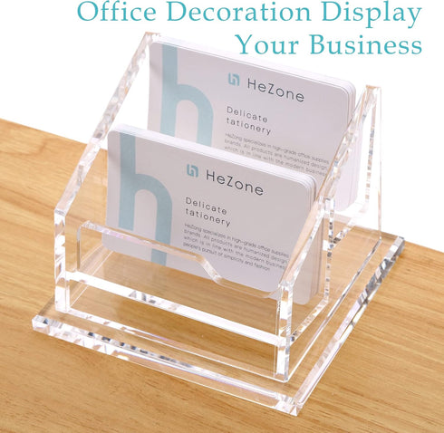 Business Card Holder for Desk Display, Clear Acrylic Office Supplies, Cards organizer Stand 2 Slot 1 Pack (2 Grid H)