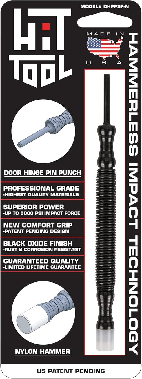 Door Hinge Pin Removal Tool - Spring Driven Remover Punch with Nylon Faced Hammer