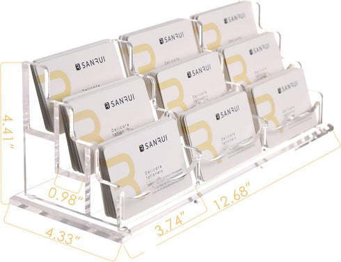 Office,3 9 540 SANRUI Clear Horizontal Business Card Holder Stand for Desk, Acrylic Desktop Display Name Cards Holders