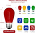 24Pack S14 Colored LED String Light Bulbs,1Watt Plastic Shatterproof Waterproof Outdoor Indoor Replacement Bulbs for Home Decor, E26 Medium Base, Multi-Color: Red/Green/Blue/Orange by Meconard