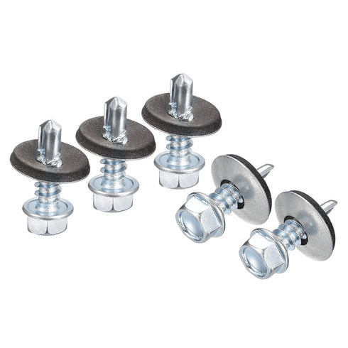 uxcell #12 x 3/4" Self Drilling Screws, 25pcs Zinc Plated Steel Roofing Screws with Rubber Washer for Metal