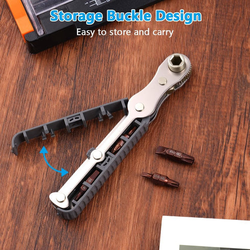 5 Pcs Mini Ratchet Wrench Set, 1/4 Inch Drive, High Torque Offset Reversible Screwdriver for Tight Spaces
