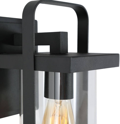 LALUZ Outdoor Wall Sconce, Black Exterior Porch Light Fixtures with Clear Glass Farmhouse Waterproof Outdoor Sconce