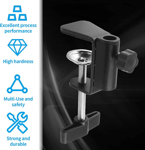 LifCratms (12mm/0.47" C-Clamp Base Stand Mounting Accessory, Metal Black Table Mount Desk Light Holder for Desktop Lamp
