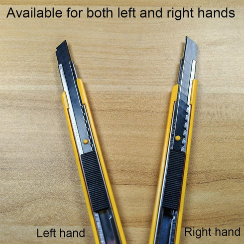5pcs Right and Left Hand Self-Lock Cutter Knife - Black 9mm Snap Off Blades Utility Knife with Yellow Holder