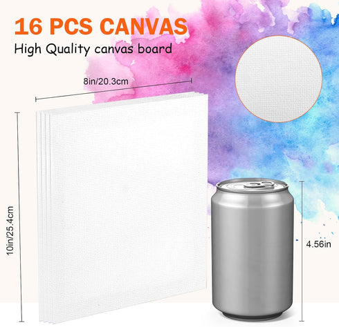 Set 8 11.8In 16 8X10In Acrylic Paint with PCS Easel & PCS Canvas, Painting Canvas Panel with Easel, Art Canvas Painting