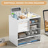 Desk Organizer Drawer - Clear Plastic Storage Box for Office Supplies, Gel Pens, Pencils, and Chargers (White)