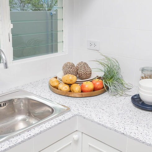Decoroom Marble Contact Paper for Countertops, Self Adhesive Waterproof White Granite Wallpaper, Peel and Stick Vinyl