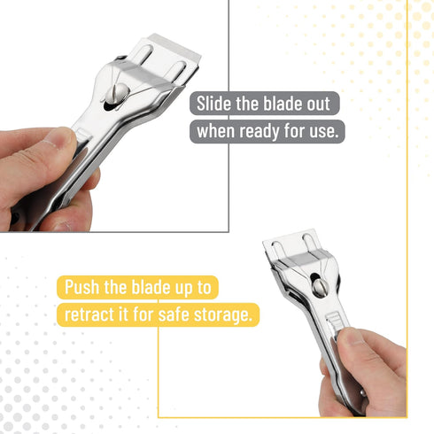 2 Pack, Bates- Metal Razor Blade Scraper Tool, Carbon Steel Blades, Stainless Steel Body, Heavy-Duty Cleaning Razor