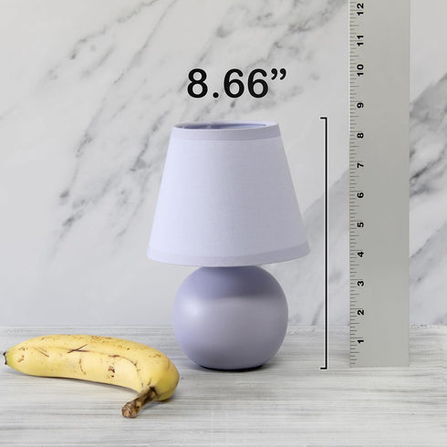 LT1196-PRP-2PK 8.66" 2-Pack Set Simple Designs Chic Little Globe Ceramic Table Lamp with Matching Tapered Shade