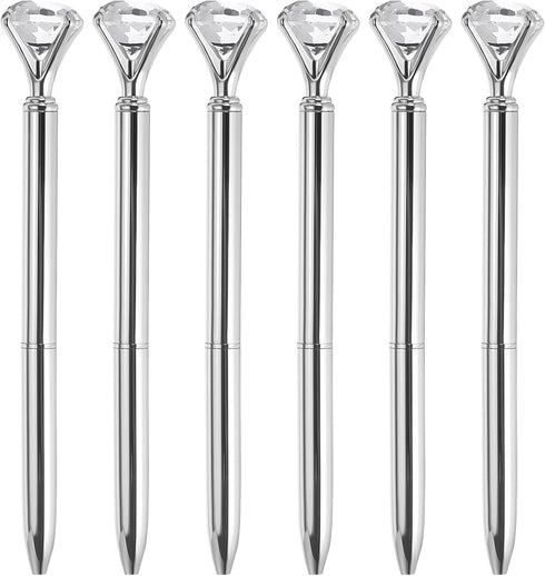 PATIKIL 6 Pack Black Ink Ballpoint Pen, Crystal Diamond Twist Metal Pen 1.0mm Medium Point for Journaling Style 1