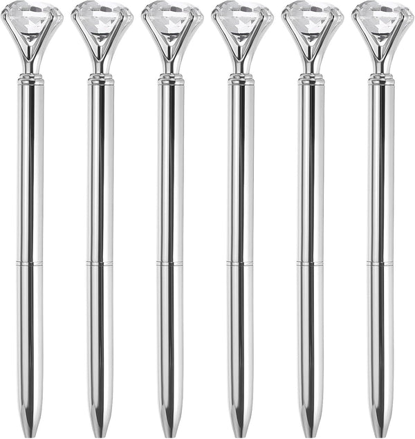 PATIKIL 6 Pack Black Ink Ballpoint Pen, Crystal Diamond Twist Metal Pen 1.0mm Medium Point for Journaling Style 1