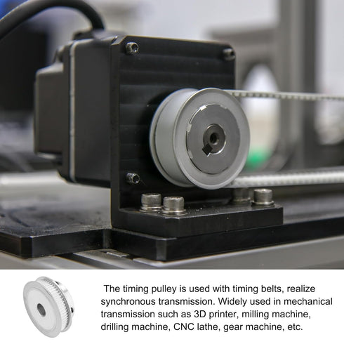 Timing Pulley Aluminium Synchronous Wheels for 3D Printer, 6mm Width Belts, 60 Teeth, 15mm Bore, Silver Tone, 1 Pcs