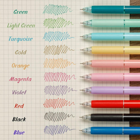 Pastel Ballpoint Pens Colored Ink Retractable - Medium Point 0.7mm Comfortable Grip - Quick Drying, Smearing and Smudging Proof - Smooth Writing by FLEXOFFICE