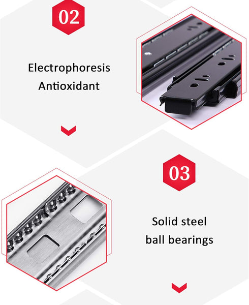 KDDEON 1 Runners,45kg (16in/400mm) Pair Home Drawer Slide with Soft/Self Closing,Silent Ball Bearing Full Extension