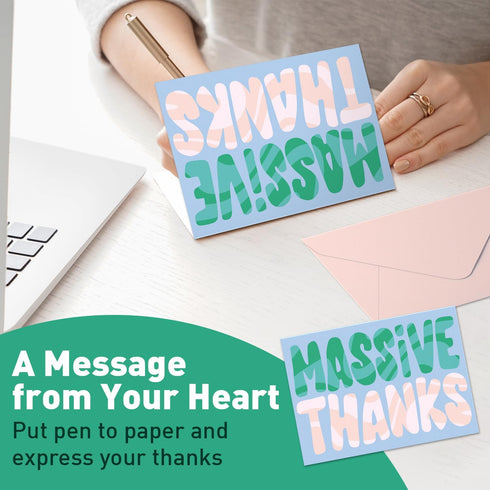 Set 24 S&O Thank You Cards with Envelopes - Blank Greeting sheets for Handwritten Messages - of Thank You Notes