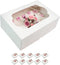 Global Sugar Art 10-Count Quarter Sheet Cake Box with Window, Sturdy, AutoPopup