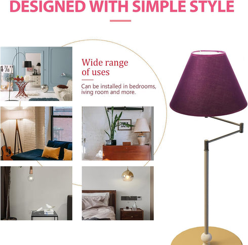 Purple Fabric Lamp Shade Cover for Table and Bedside Lamps Simple Elegant Cloth Replacement for Floor and Desk Lighting
