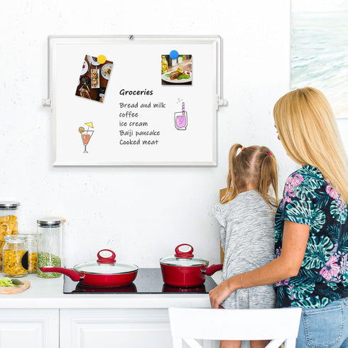 Dry Erase Magnetic White Board, 16" x 12" - Double-Sided Desktop Whiteboard with Stand for Home & School