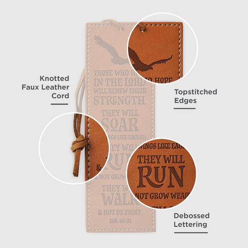 Christian Art Gifts Vegan Faux Leather Scripture Bookmark for Men - Hope in The Lord, Isaiah 40:31
