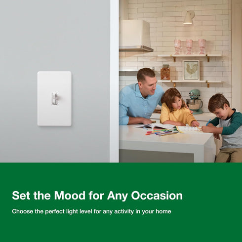 Dimmer Dimmable Dimmer 150W, Single-Pole/3-Way, AYCL-153P-WH, Lutron Ariadni/Toggler LED+ Light Switch for LED, Halogen