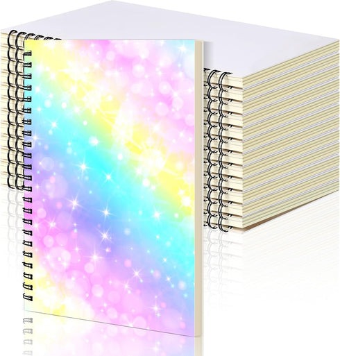 Seajan 12 Pcs Sublimation Journal Blank Notebooks, A5, 120 Pages, Spiral Notebooks for Students, Teacher Gifts