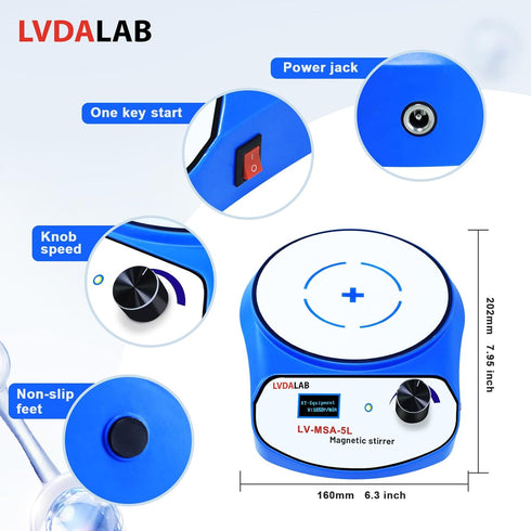 2200RPM LCD Digital Magnetic Stirrer with 2 Stir Bars, 5000ml Stainless Steel Mixer for Homebrew